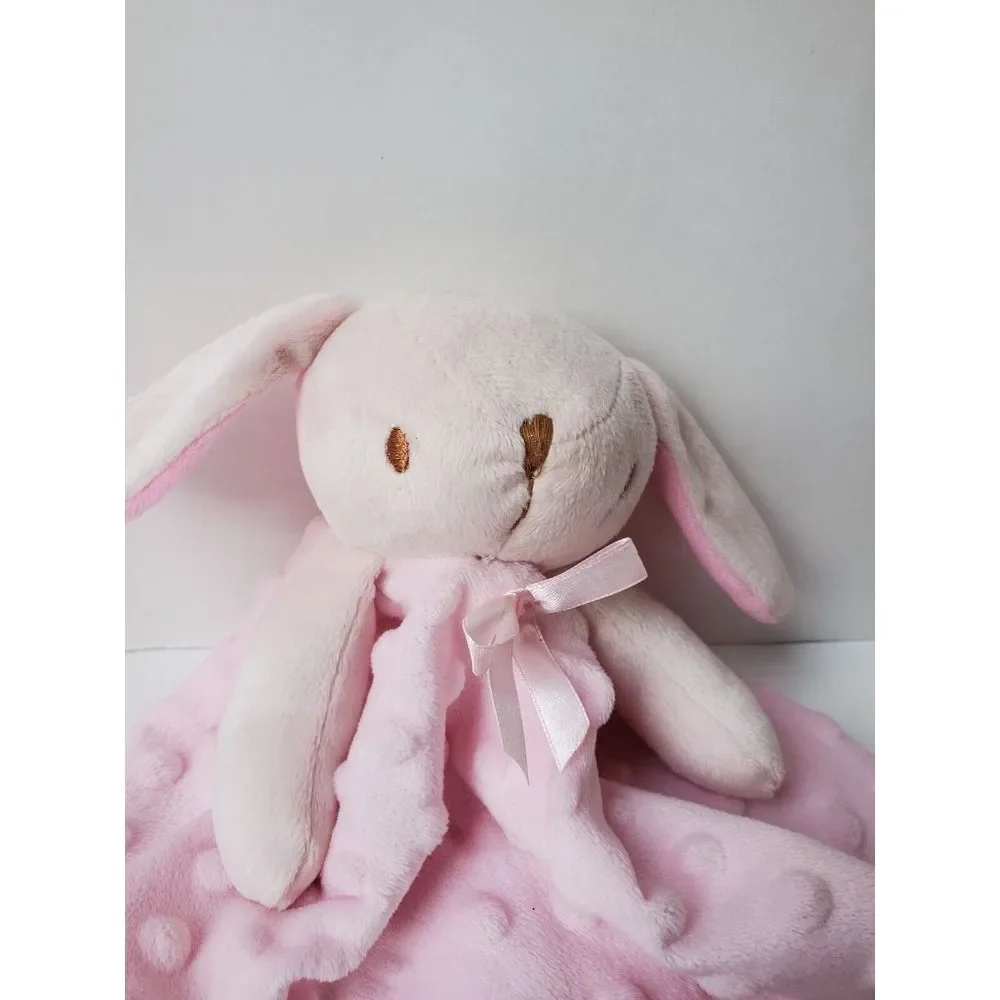 Pink Minky Dot Bunny Rabbit Security‎ Blanket Satin Trim Satun Lovey 16